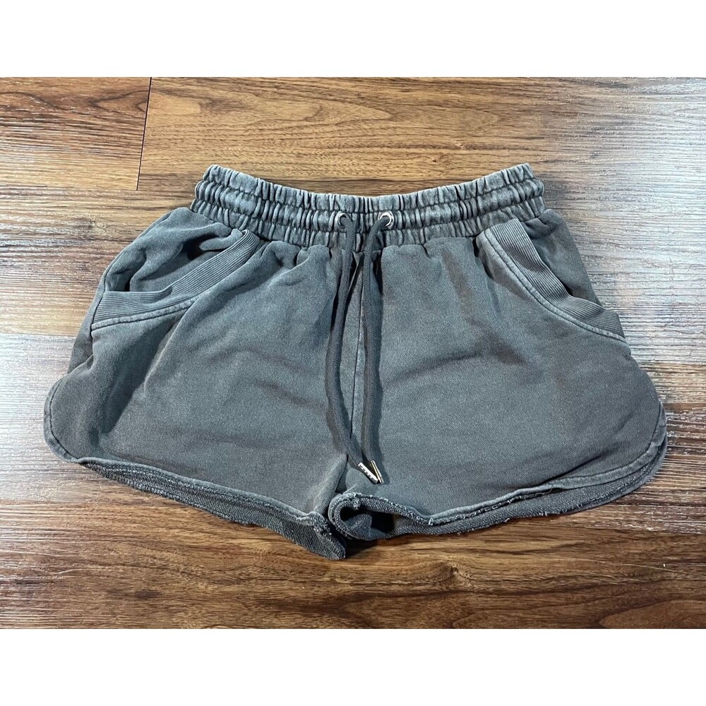Forever 21 Sweat Shorts Fleece 2" Womens Small Gray Casual Pockets Mineral Wash